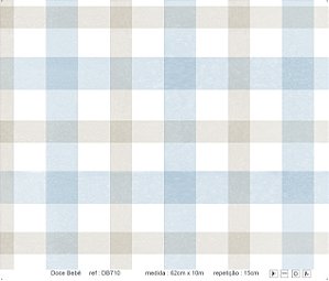 Papel de Parede - Doce Bebê 1 ( Xadrez Mescla Cinza e Azul / DB710)