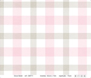 Papel de Parede - Doce Bebê 1 ( Xadrez Mescla Cinza e Rosa / DB711)