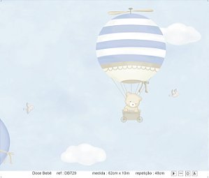 Papel de Parede - Doce Bebê 1 ( Balão com Urso Azul / DB729)