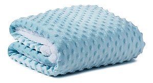 Manta baby Microfibra Pipoquinha com Sherpa - Azul