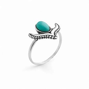ANEL CAUDA BALEIA TURQUESA TRABALHADO PONTILHADO BOHO RABO SEREIA - PRATA 925