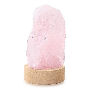 Luminária Quartzo Rosa | Base branca |  7,5cm a 9,5cm