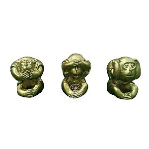 Trio Sabedoria macaco | dourado | 4cm