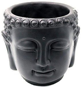 Cachepot cabeça de Buda | preto | porcelana | 10 cm