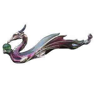 Incensário Dragão | rosa | resina | 32 cm