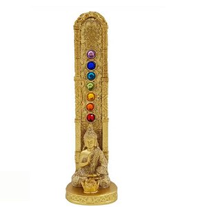 Incensário Régua | Sete chakras | Buda abençoando | dourado