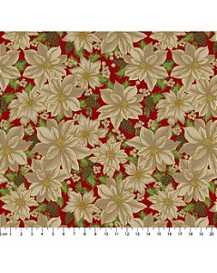 Tecido Natal Flores cor 33 50x150