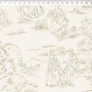 Tecido Toile de Jouy Bege 69046C05