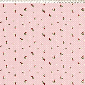 Tecido Fresa Morango com Poá Rosa - 29100C02