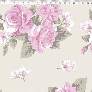 Classique Rosas Grandes com Fundo Bege (35000C03)