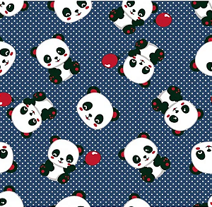 Tecido Panda cor Marinho