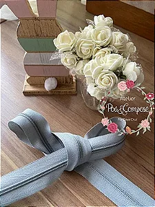 Zíper por metro Cinza (PACOTE 5 M)