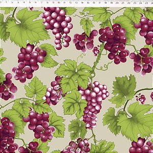 Uvas e Folhas fundo bege - 29045C02
