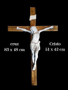Crucifixo de Madeira Cristo Gesso 83 cm