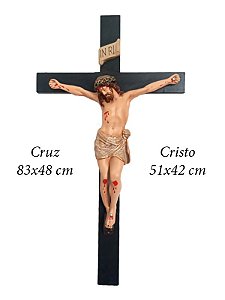 Crucifixo de Madeira Pintado Gesso 83 cm