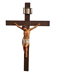Crucifixo Madeira 52 cm Corpo Jesus 30 cm