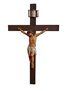 Crucifixo em Madeira 52 cm Cristo em Resina 30 cm