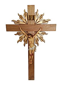 Crucifixo com Resplendor em Madeira 70 cm Cristo em Resina 38 cm
