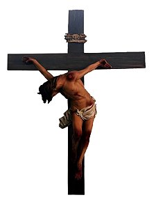 Crucifixo em Madeira 220 cm Cristo Estilizado em Resina 130 cm