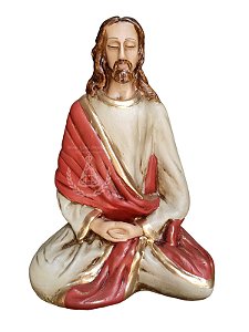 Jesus Meditando Gesso Pintado 23 cm