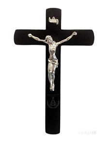 Crucifixo Madeira Cristo em Estanho de Parede 17x11 cm