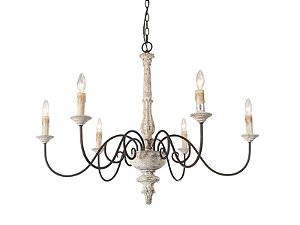 Lustre 6 Lampadas cor Branca modelo 2 Envelhecido 60x60 cm
