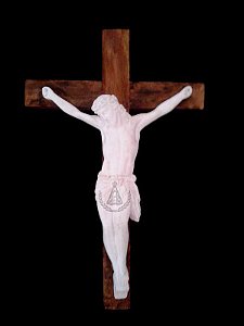 Crucifixo Cruz de madeira Gesso 40 cm