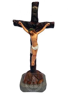 Crucifixo de Mesa Pintado 27 cm