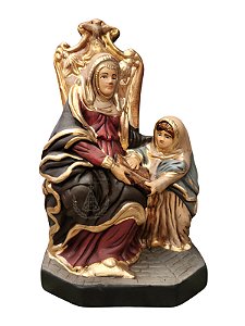 Nossa Senhora Santa Ana Santana Sentada Gesso Pintado 30 cm