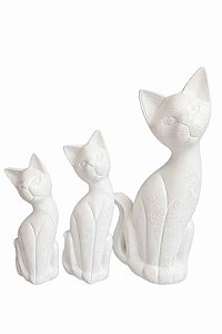 Trio de Gato M Gesso 34 cm