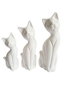 Trio de Gatos P Gesso 25 cm