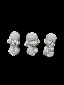 Trio Budas Miniatura Cego Surdo Mudo 9 cm