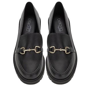 Sapato Mocassim Beira Rio Feminino Preto Com Enfeite