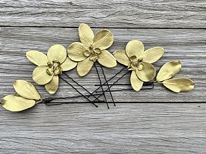 Conjunto orquídeas douradas Lízia