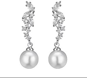 Brincos Zircônias com pérolas 00890