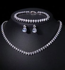 Riviera em Zircônias prata  0898