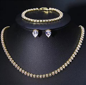 Riviera em Zircônias Dourada  0899