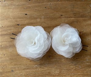 Dupla de Camelia Organza de seda pura 6 cm