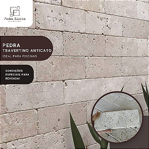 Pedra Travertino Anticato 7,5 X 20,30 - ( Preço /m² )