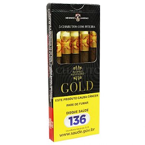 Cigarrilha Alonso Menendez GOLD Piteira Cx com 5 Unidades