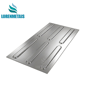 Piso Tátil Direcional em Chapa Inox Escovado 25x50 - 12401