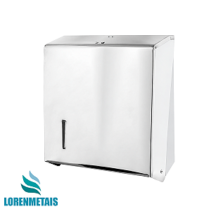Dispenser de Papel Toalha Aço Inox com base Branca Interfolhas com Trava de Segurança - 20028