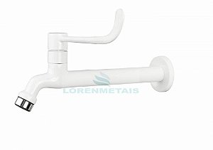 Torneira hospitalar de metal branca de parede 19 CM - 12053