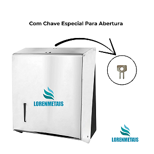 Dispenser de Papel Toalha Aço Inox Interfolhas com Trava de Segurança - 20001