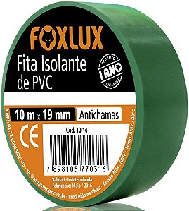 Fita Isolante Foxlux – PVC Antichamas – 10m x 19mm – Espessura: 0,15mm – Alta Elasticidade – Isola f