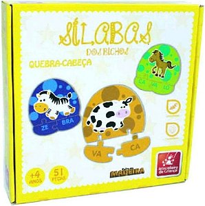 Brinquedo Pedagógico Madeira Silabas 48 Peças Brincadeira de Criança