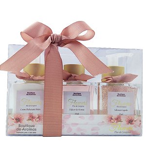 Kit Boutique de Aromas flowers mini hidratante para mãos, difusor e sabonete líquido