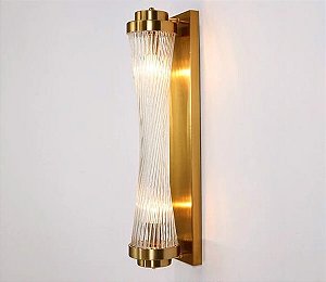 Arandela Wall Light 11x40cm 2xE14 Alumínio Dourado Velho + Vidro transparente Sindora DCB00279
