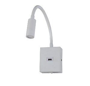 ARANDELA LED AINE COM SAIDA USB 2,1A 3W 3000K BRANCO NORDECOR 2465