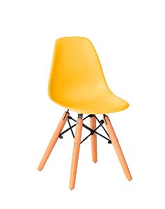 Cadeira Flórida KIDS Sem braço com base de Madeira e Assento em polipropileno Amarelo Fratini 1.00336.01.0004